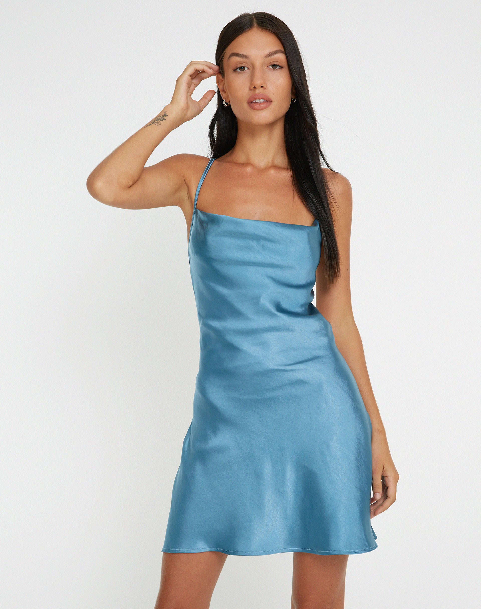 Afbeelding van Zenita Mini Dress in Satin Slate