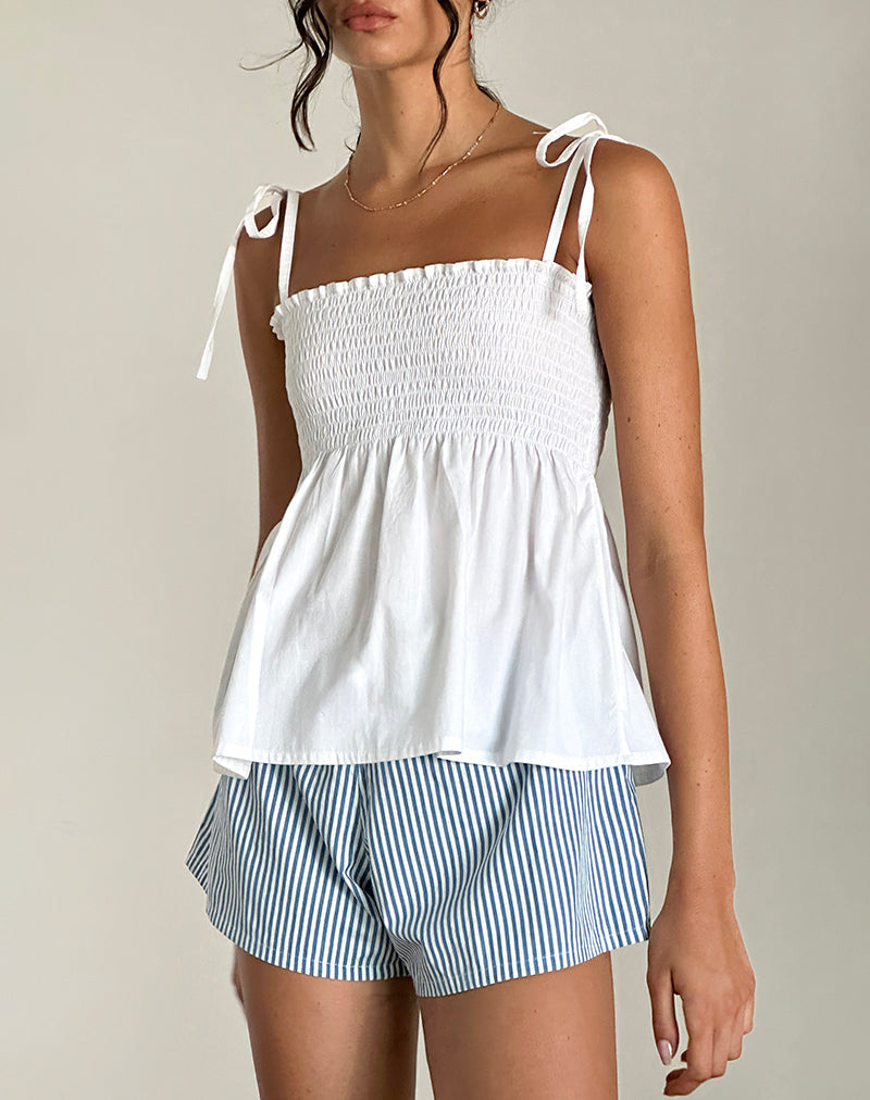 Zerah Cami Top met Garen in Popeline Wit