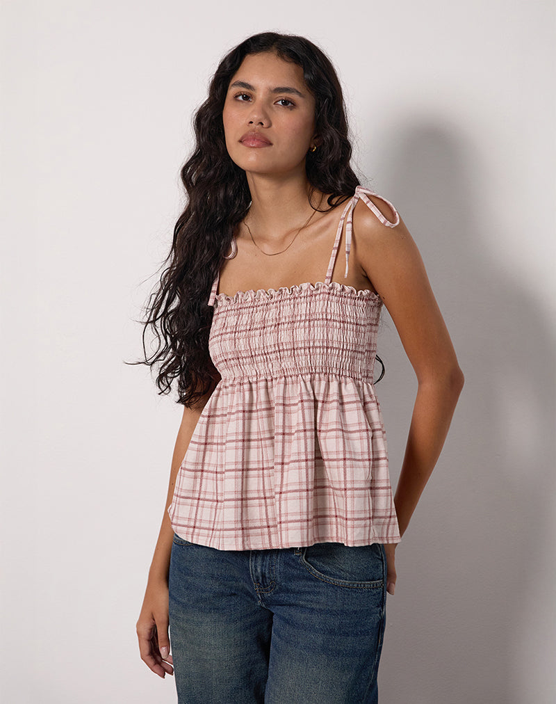 Afbeelding van Zerah Top in Basic Tartan Roze