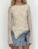 Afbeelding van Zest Mesh Long Sleeve Top in Beige met Licht Tan Flock