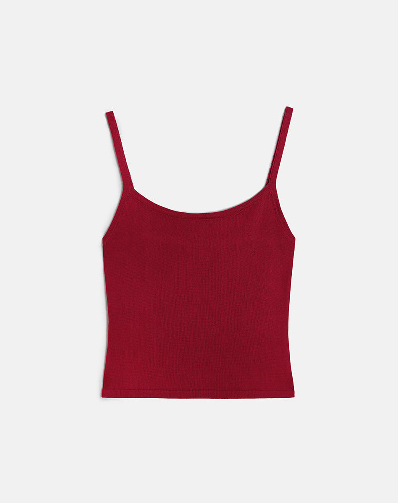 Afbeelding van Ziva Knit Cami Vest Top in Bourgondië
