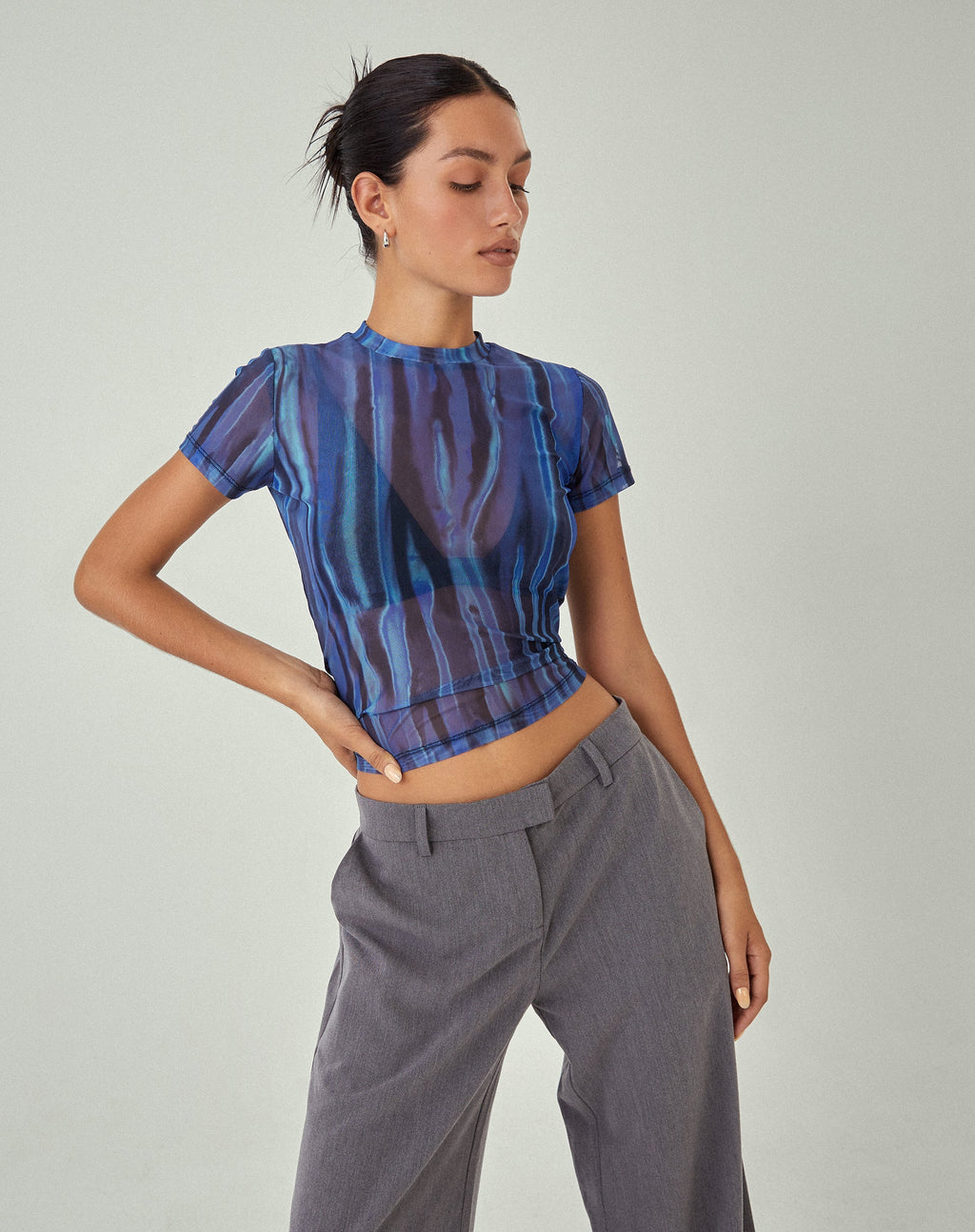 Zorani Top met korte mouwen in Colour Bleed Blue