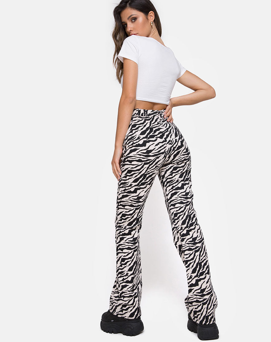 Afbeelding van Zoven broek in 90s zebra zwart-wit