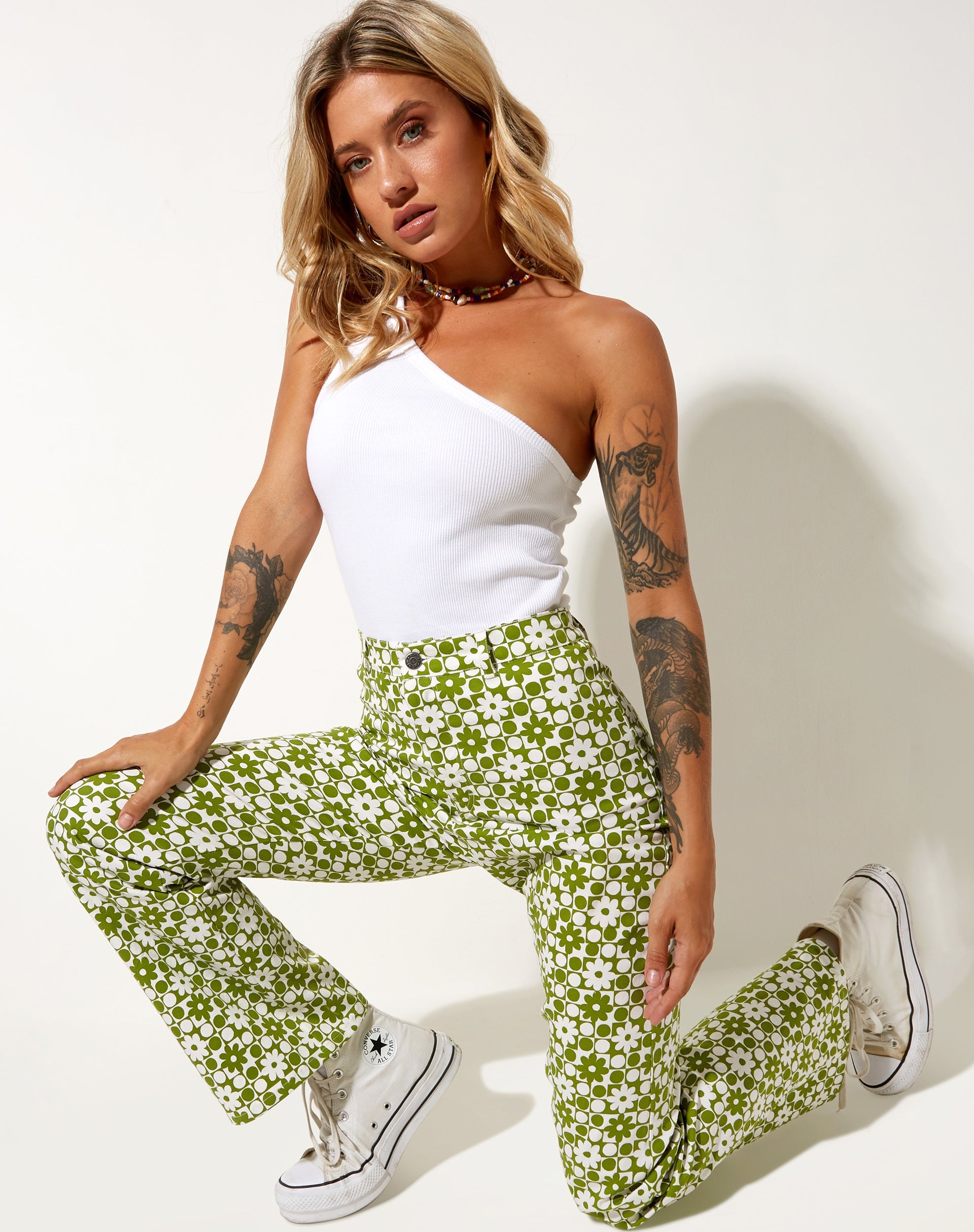 Afbeelding van Zoven broek in patchwork Daisy groen