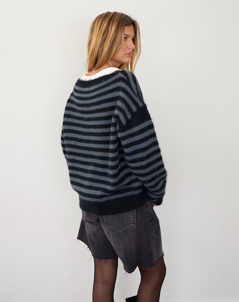 Afbeelding van Zuleika Trui in Charcoal Stripe