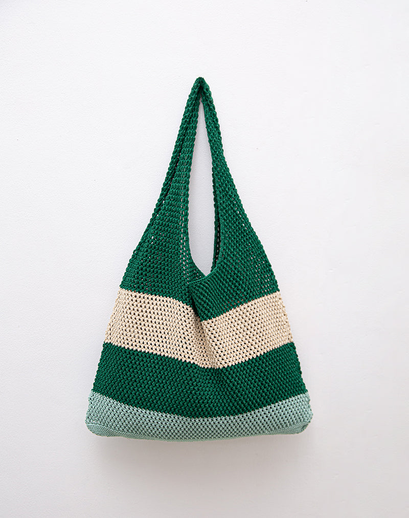 Zuni gebreide tas in streep groenblauw
