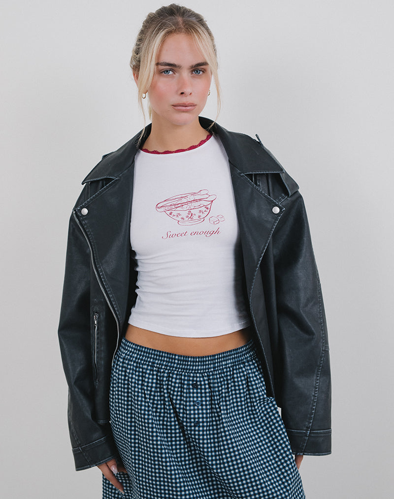 Afbeelding van Zyzy Baby Tee in Wit met Sweet Enough Graphic