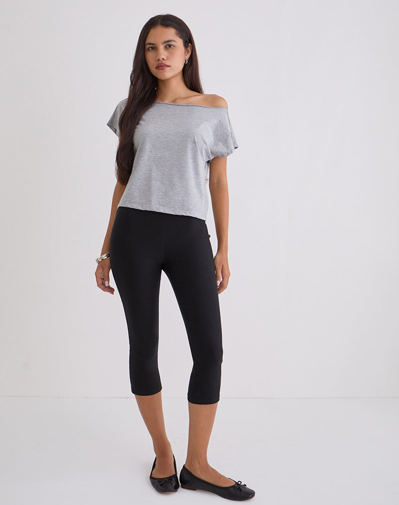 Afbeelding van Asla Cropped Capri Broek in Stretch Tailoring Zwart