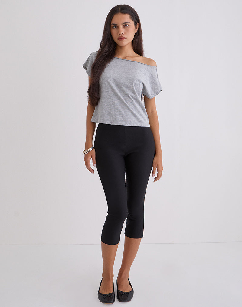 Afbeelding van Asla Cropped Capri Broek in Stretch Tailoring Zwart