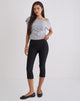 Afbeelding van Asla Cropped Capri Broek in Stretch Tailoring Zwart