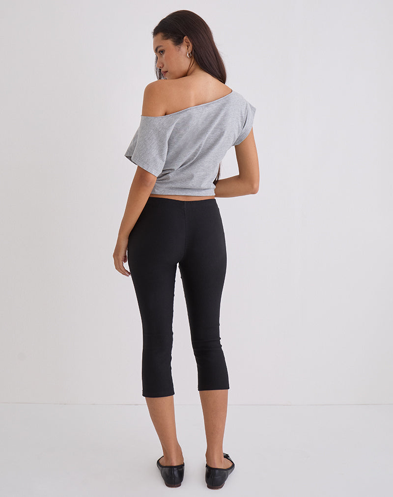 Afbeelding van Asla Cropped Capri Broek in Stretch Tailoring Zwart