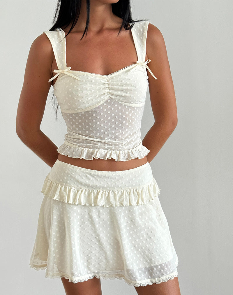 Afbeelding van Bartila Top in Ivory Polka Flock