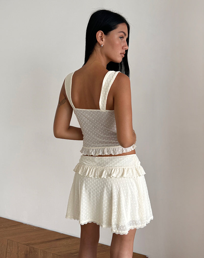 Afbeelding van Gastri minirok in Ivory Polka Flock