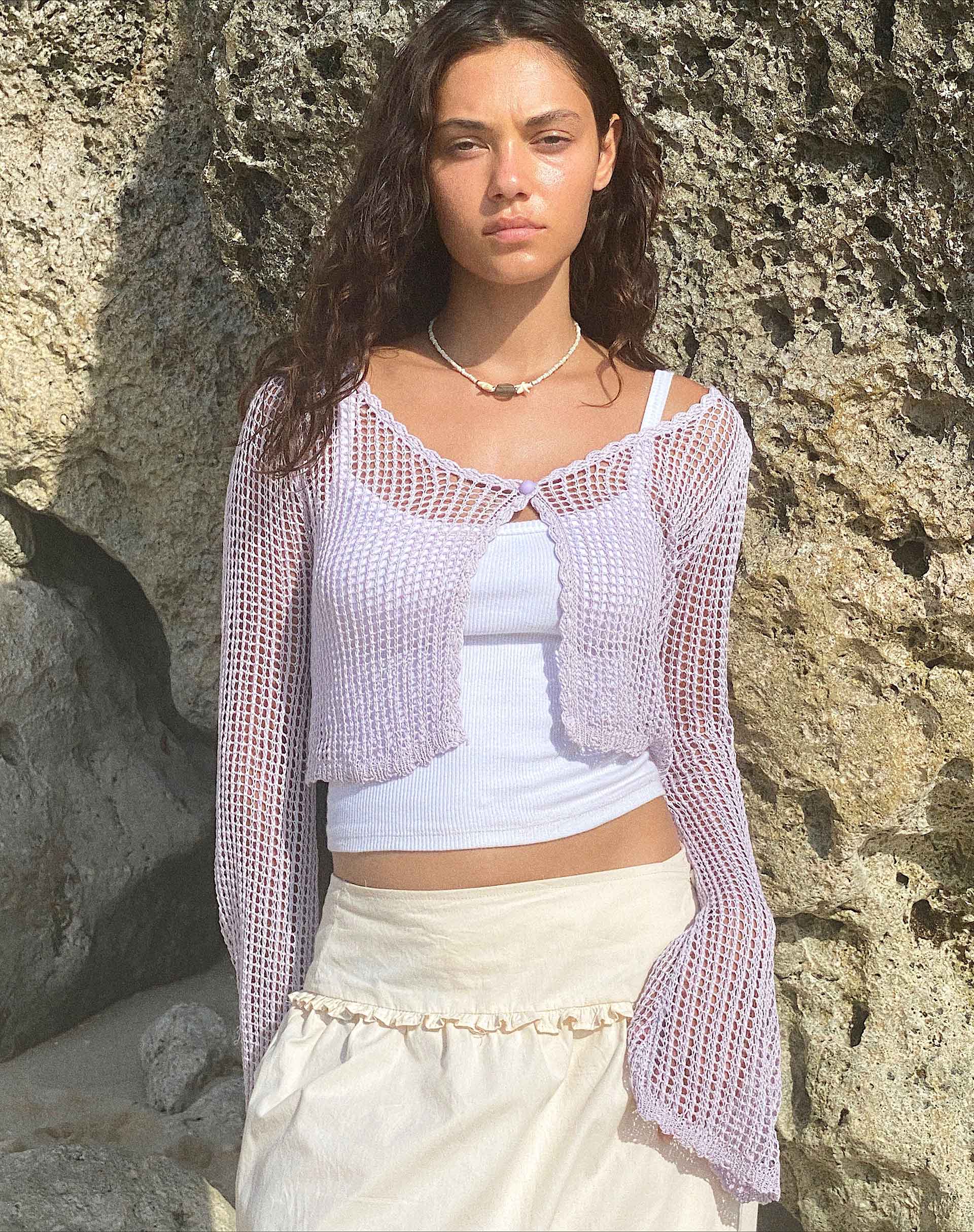 Afbeelding van Septa Cropped Knit Cardigan in Lila
