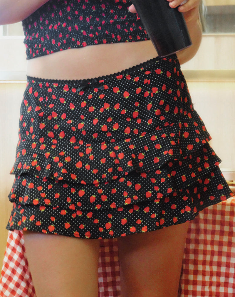 Camigi minirok in aardbei polka zwart