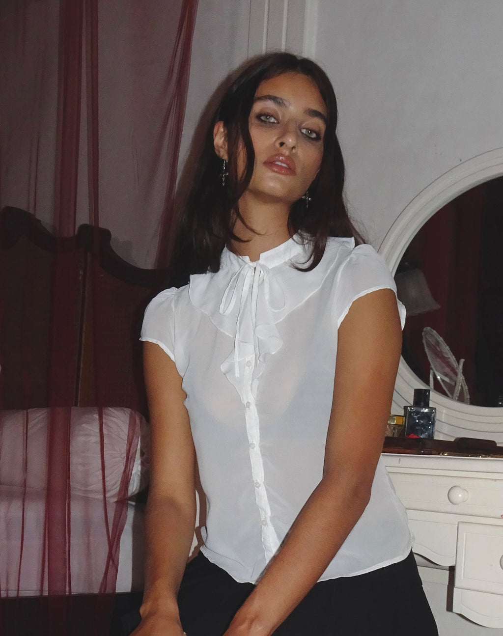 Lada Blouse in Wit Chiffon
