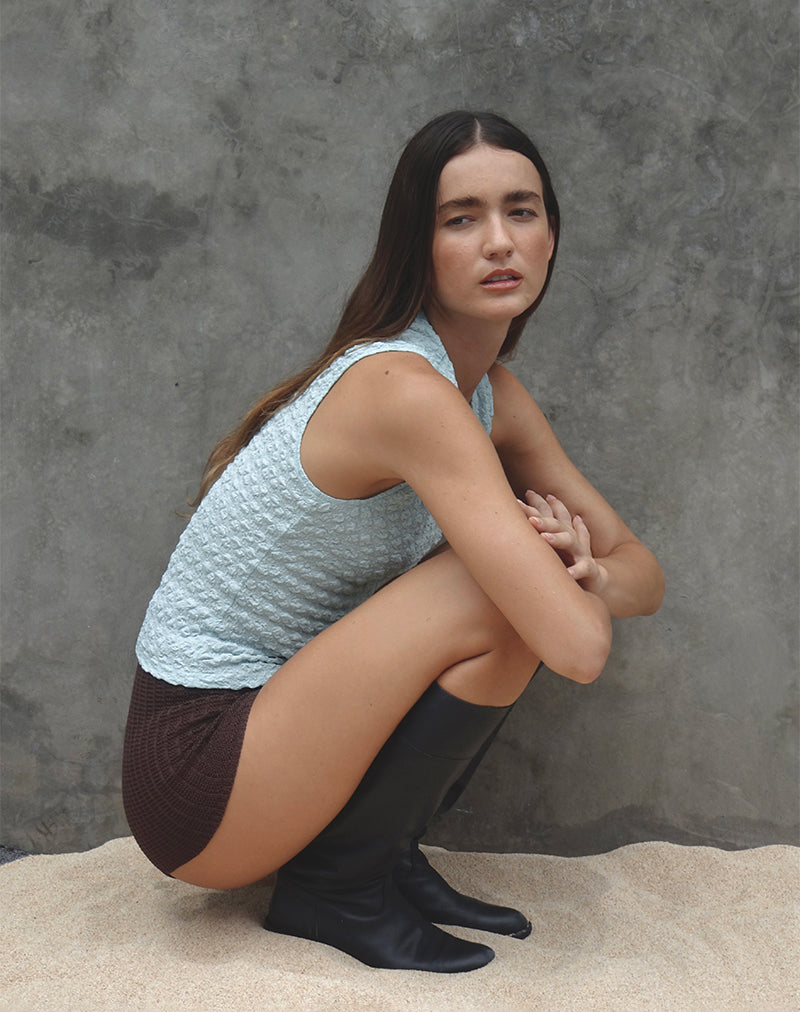 Mohala Top in Bubble Knit Lichtblauw