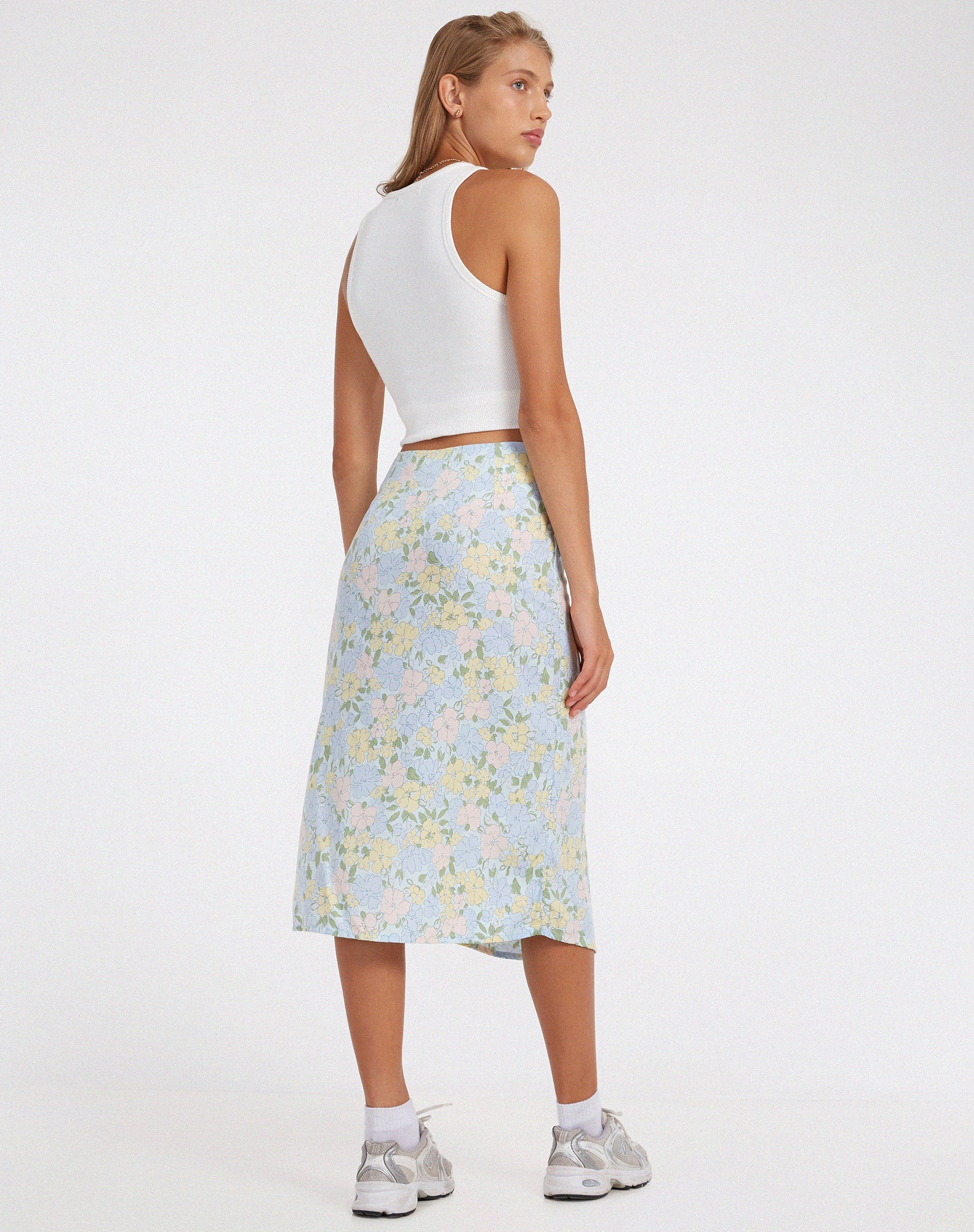 Afbeelding van Seko Midi rok in gewassen pastel bloemen