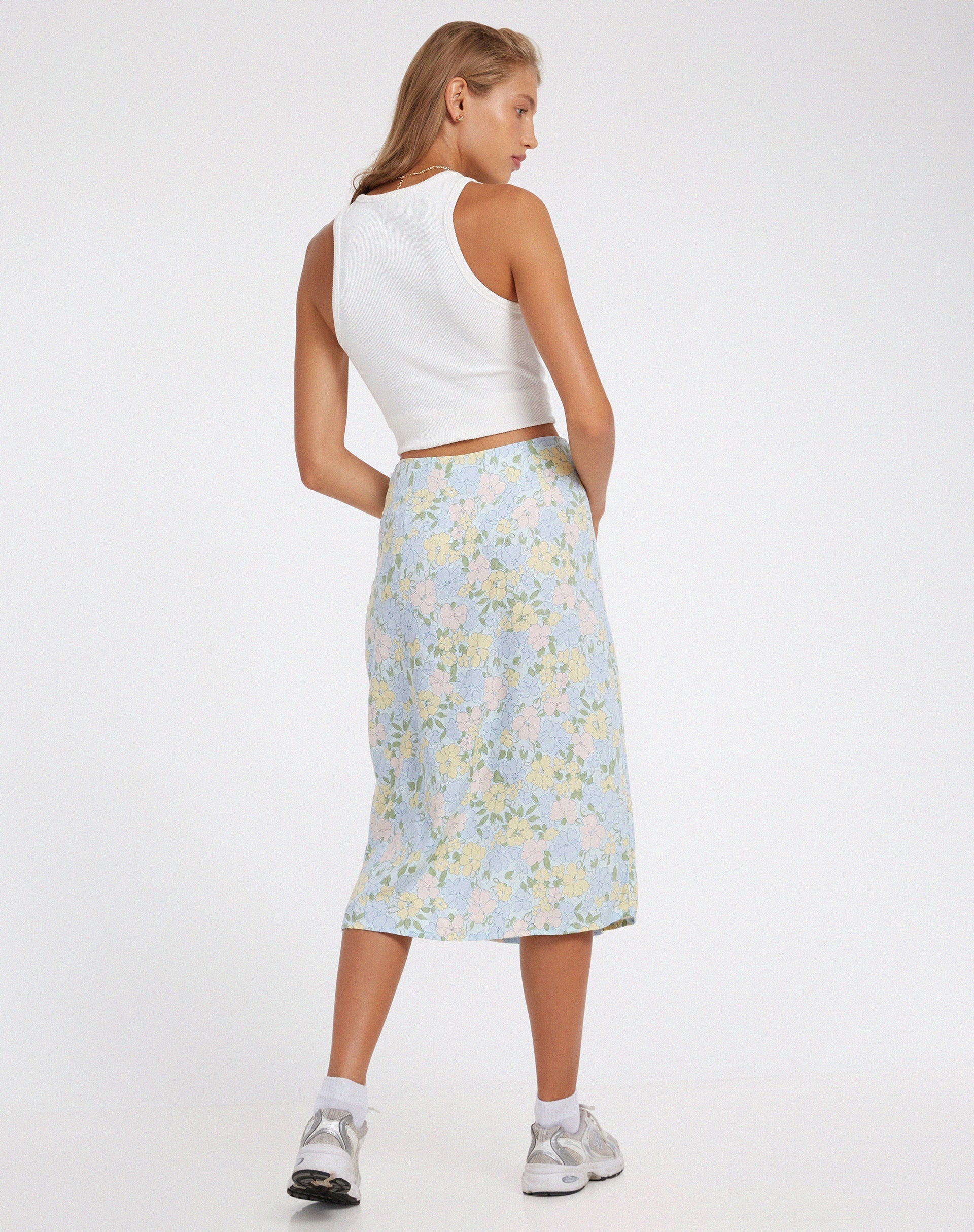 Afbeelding van Seko Midi rok in gewassen pastel bloemen
