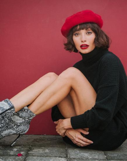 Neve-trui jurk in ribtricot zwart