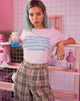 Afbeelding van Oversize Basic T-shirt in Zacht Roze met Amandelmelk Meisje Tekst X Top Meisje