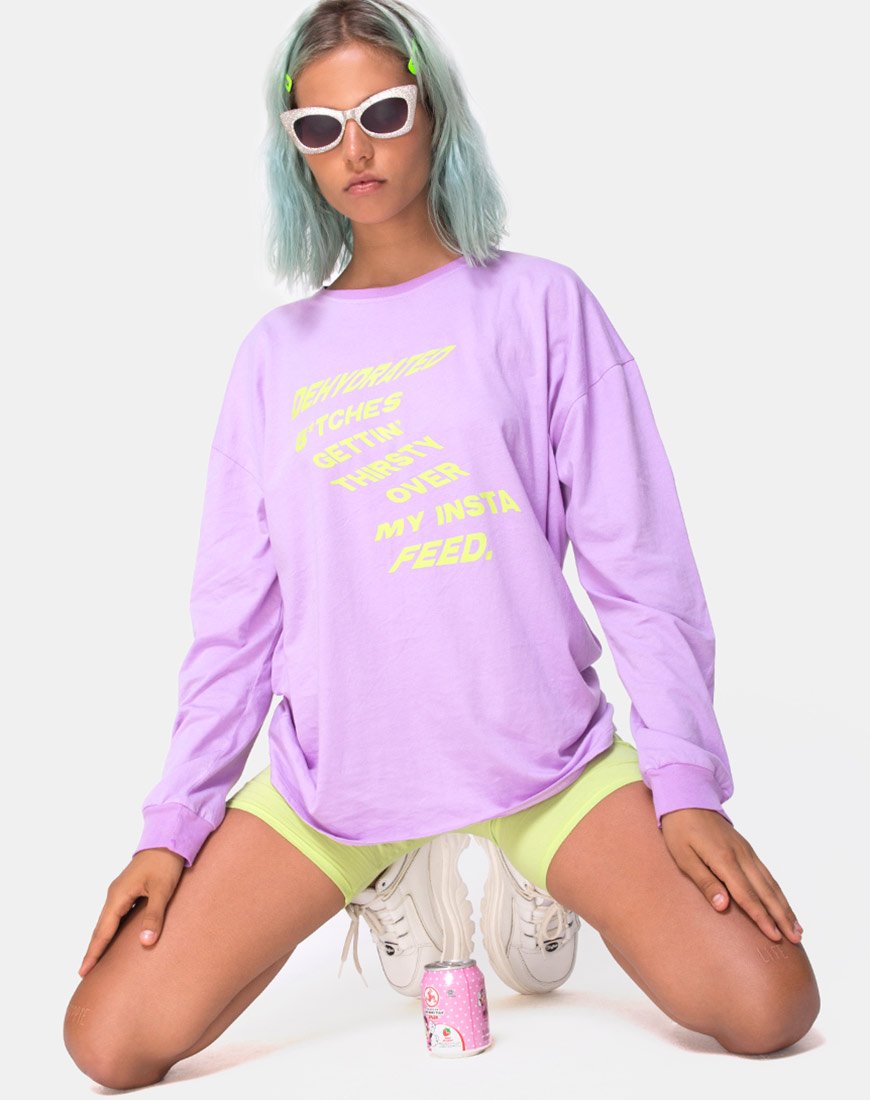 Afbeelding van Lottie Longsleeve Tee in Lila met Instafeed Tekst X Top Meisje