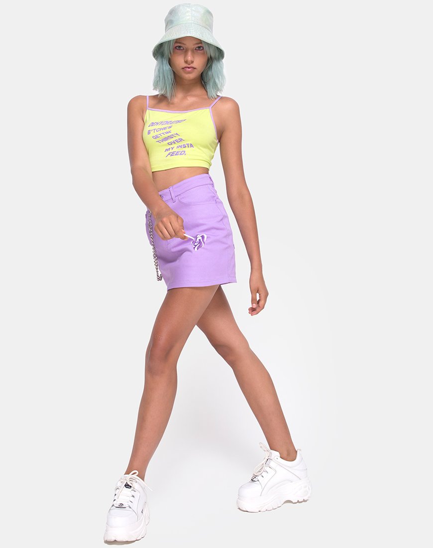 Kamla Crop Top in Lime met Instafeed Tekst X Top Girl