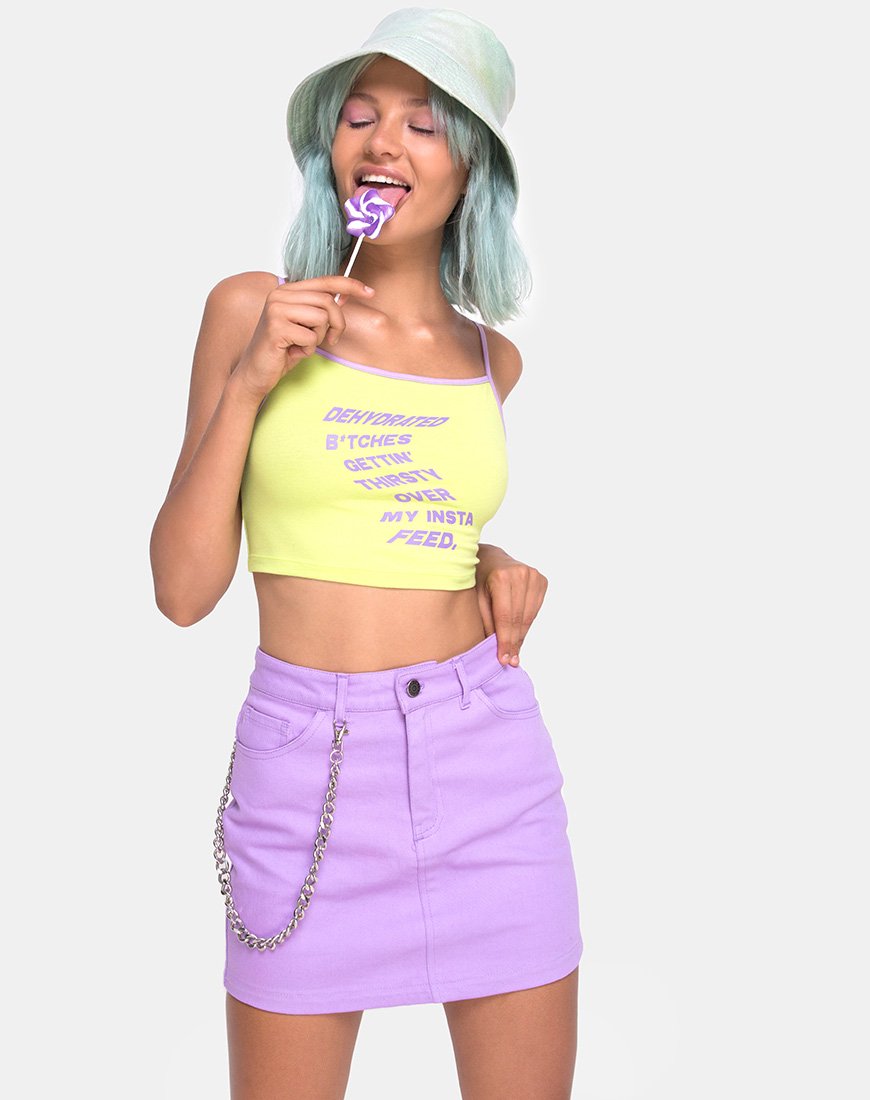 Kamla Crop Top in Lime met Instafeed Tekst X Top Girl