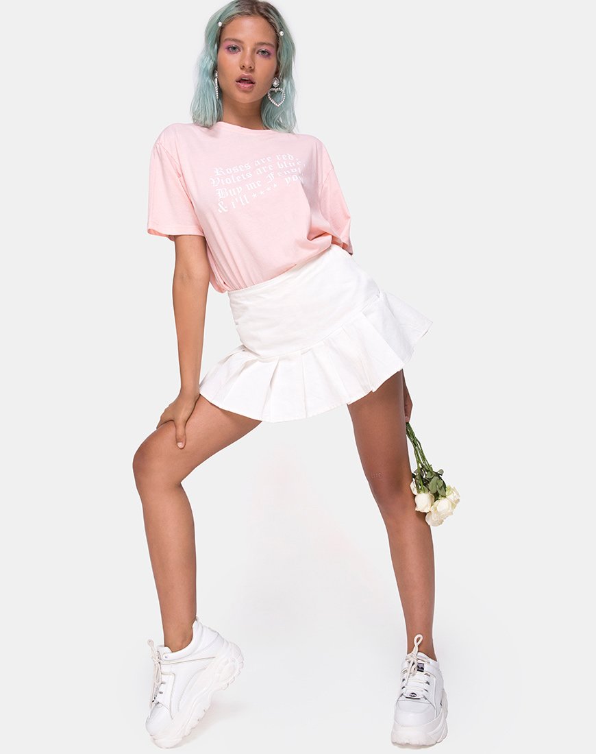 Afbeelding van Oversize Basic T-shirt in Roze met Rozen zijn Rode Tekst X Top Meisje