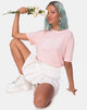 Afbeelding van Oversize Basic T-shirt in Roze met Rozen zijn Rode Tekst X Top Meisje