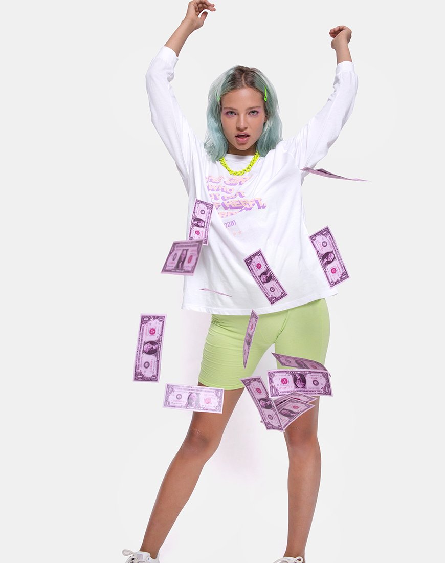 Afbeelding van Lottie Longsleeve Tee in Wit met Overdraft Tekst X Top Meisje