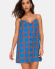 Afbeelding van Sanna Slip Dress in Blauw en Rood Ruitje
