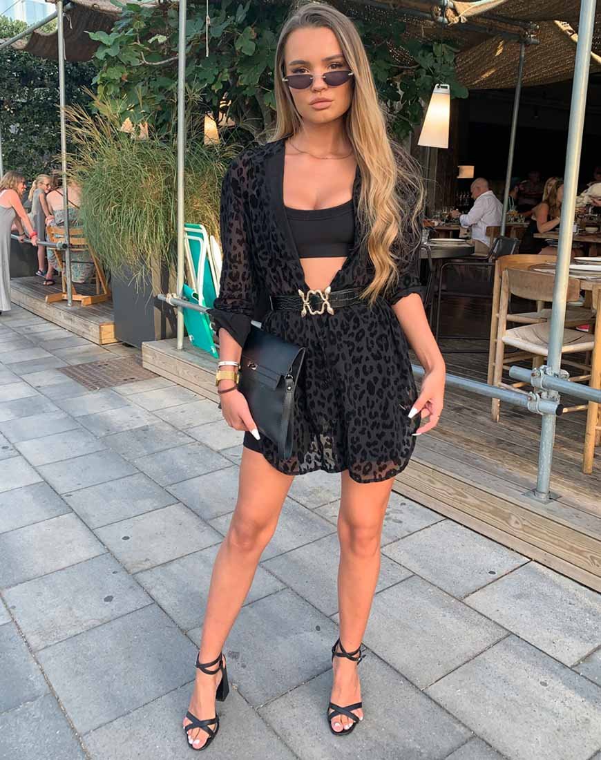 Afbeelding van Phobe Shirt in Leopard Flock Net Zwart