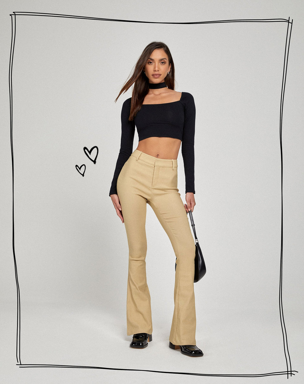 Jopanka Flare Broek in Getailleerd Ecru