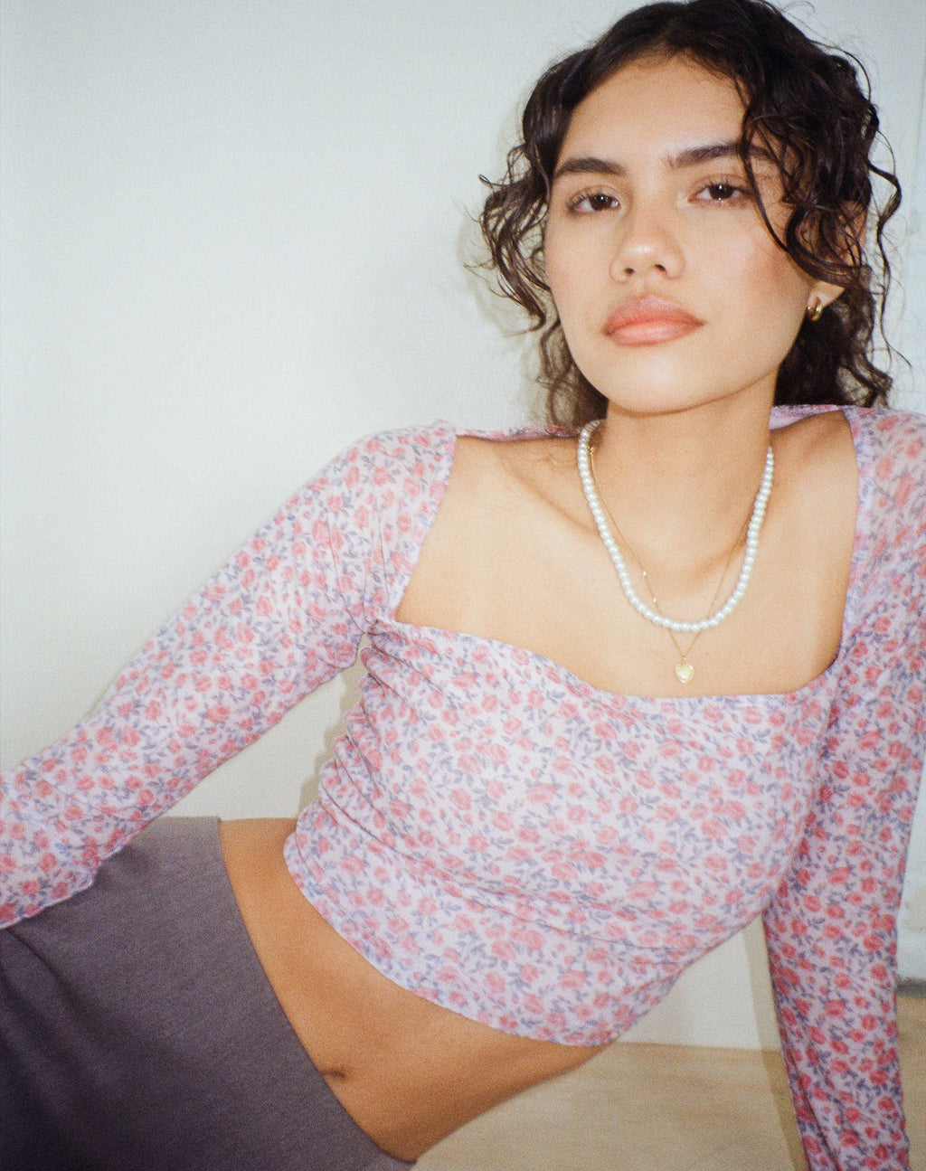Kalisha Lange Mouw Top in Lenteroze Stoffig Roze