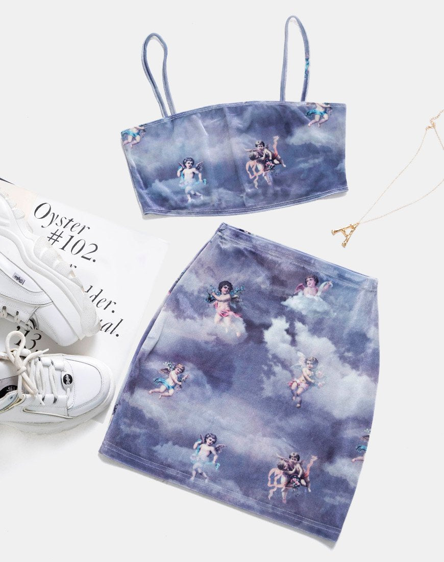 Kozina Gewatteerde Top in Angel Velvet Grijs