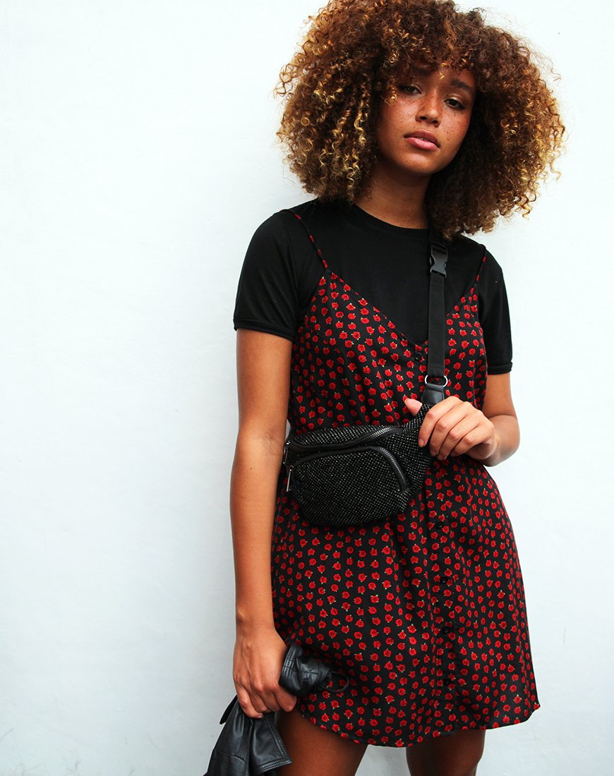 Sanna Slip Dress in Dotty Rose Zwart