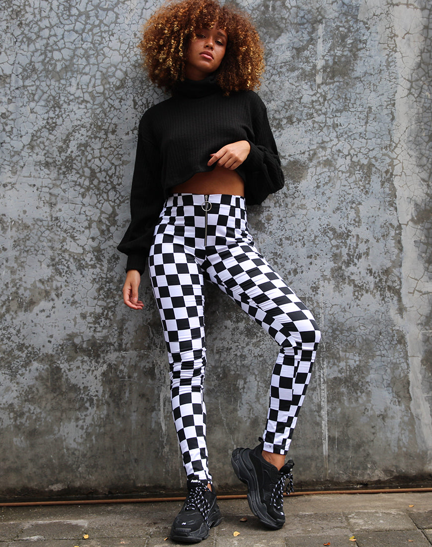 Jolim Broek in Ruitjesbord Medium Z/W