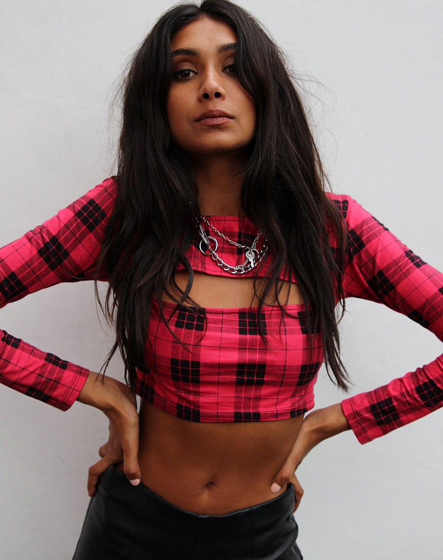 Shimla Crop Top in Winter Plaid Rood / Zwart