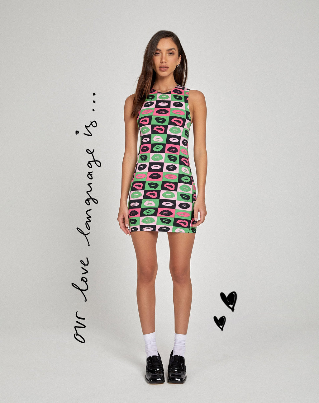 Gele Mini Jurk in Lips Green