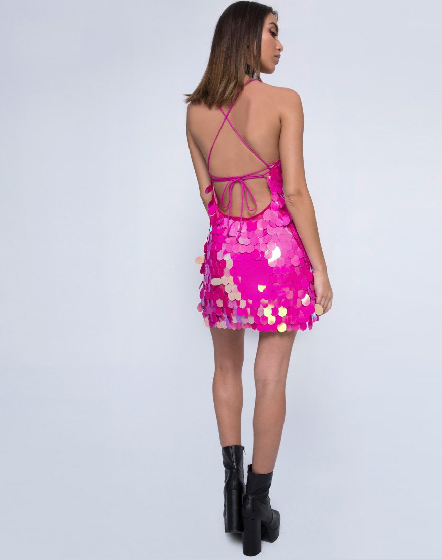 Shine jurk in Tear Drop lovertjes Fuschia Shine