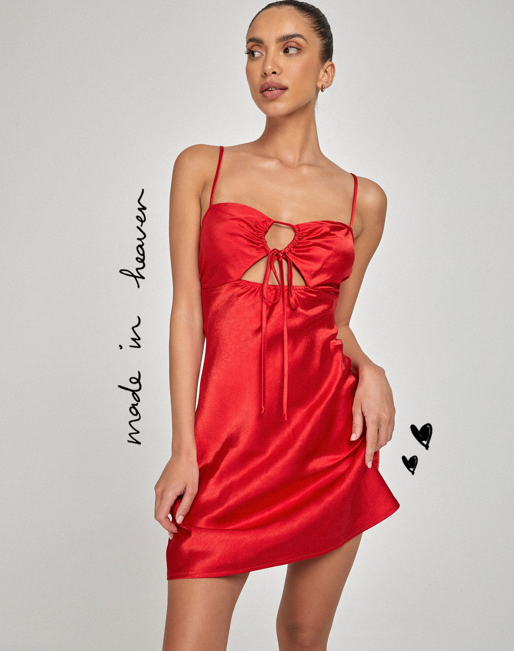 Rinti Slip Jurk in Satijn Rood