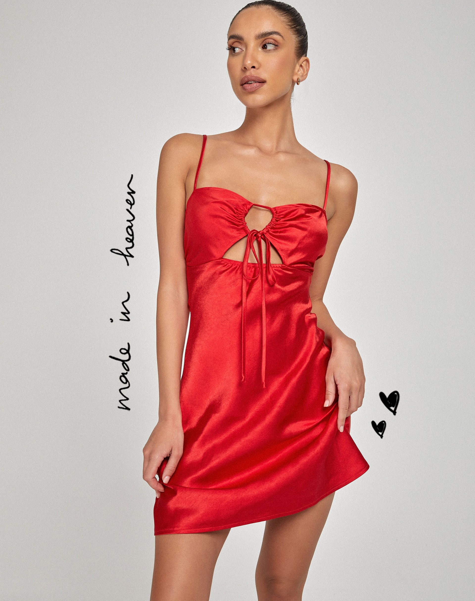 Rinti Slip Jurk in Satijn Rood