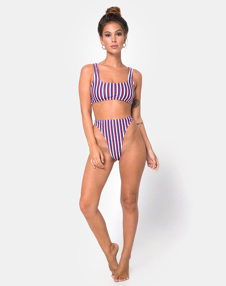 Afbeelding van Abadie Top Bikini in Drievoudige Streep Print