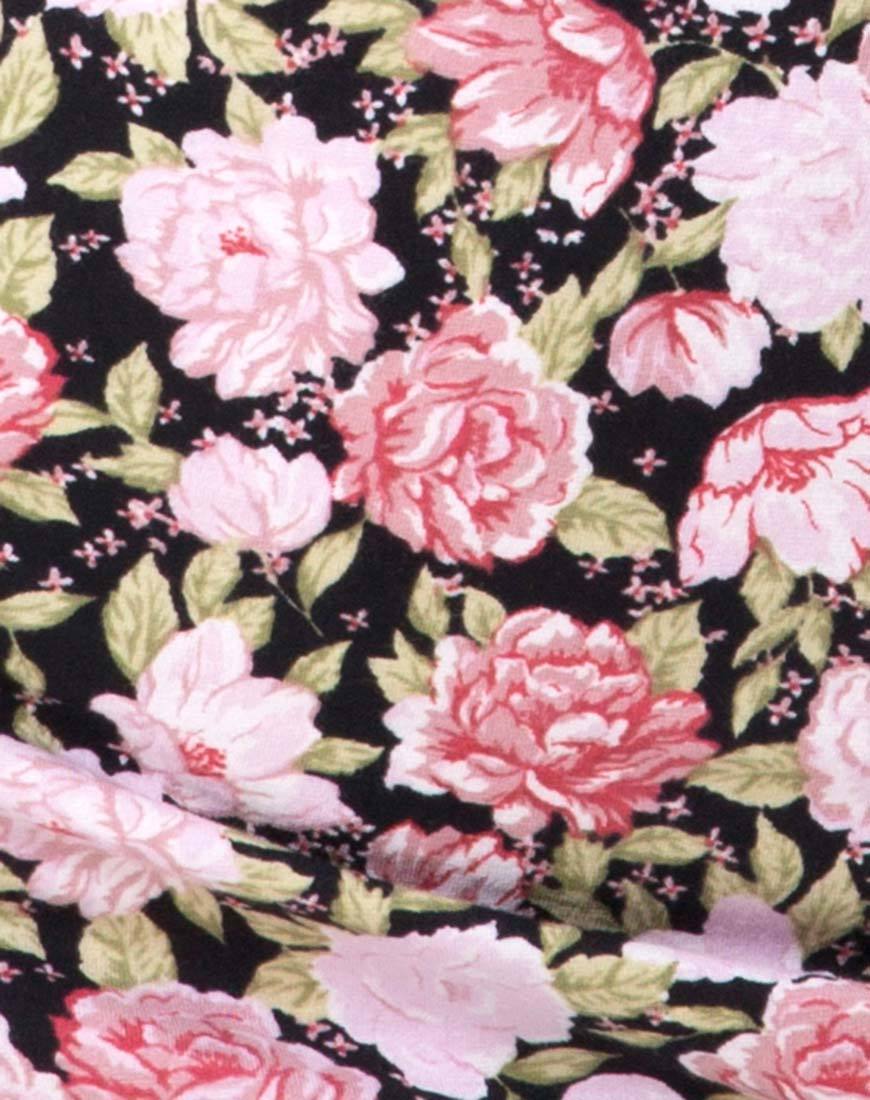 Afbeelding van Alvina Bodycon Jurk in Bloom Bloemen Zwart Basis