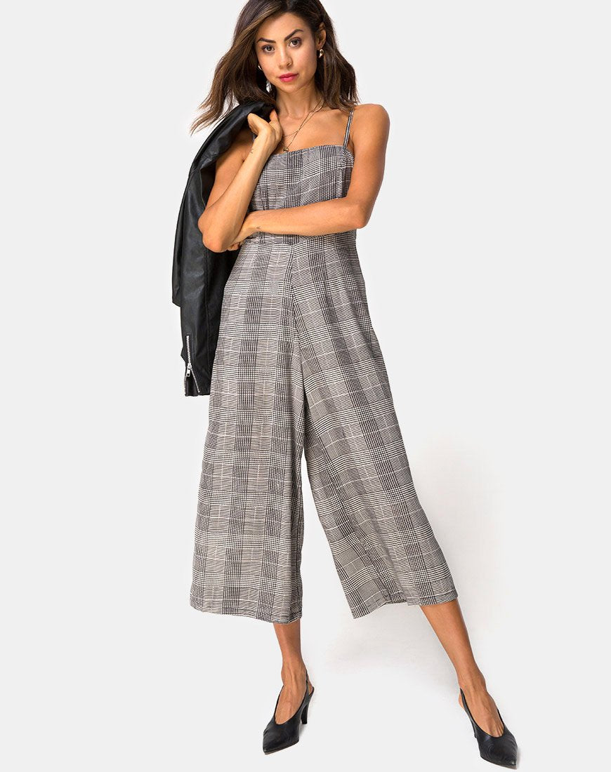 Achem Culotte jumpsuit in Charles Check Grijs