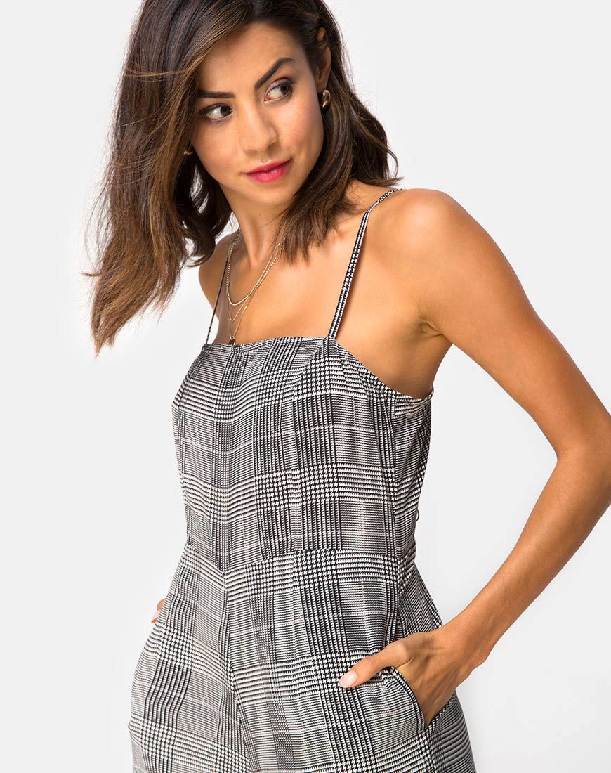 Afbeelding van Achem Culotte Jumpsuit in Charles Check Grijs
