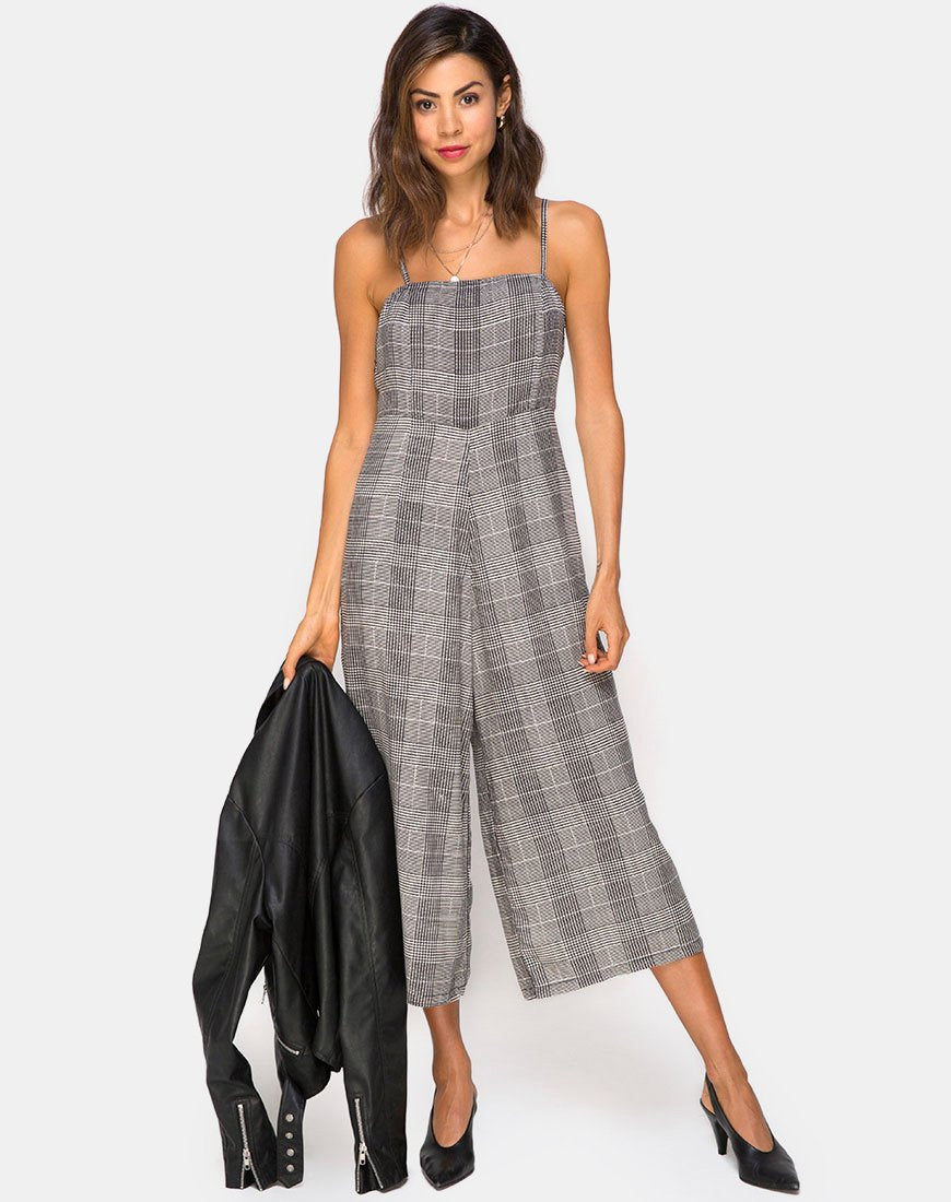 Afbeelding van Achem Culotte Jumpsuit in Charles Check Grijs
