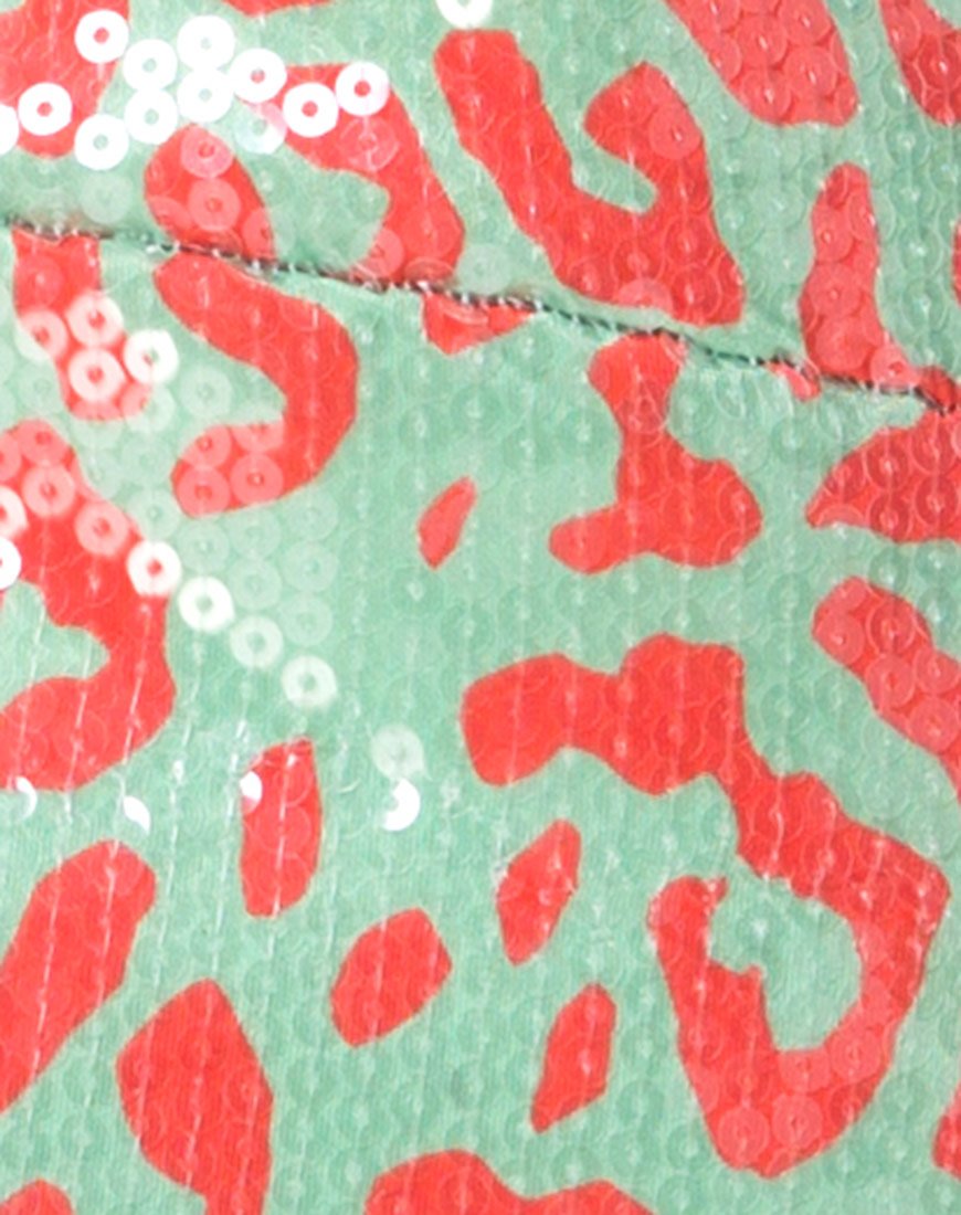 Afbeelding van Acro Unitard in Fluro Leopard Clear Sequin