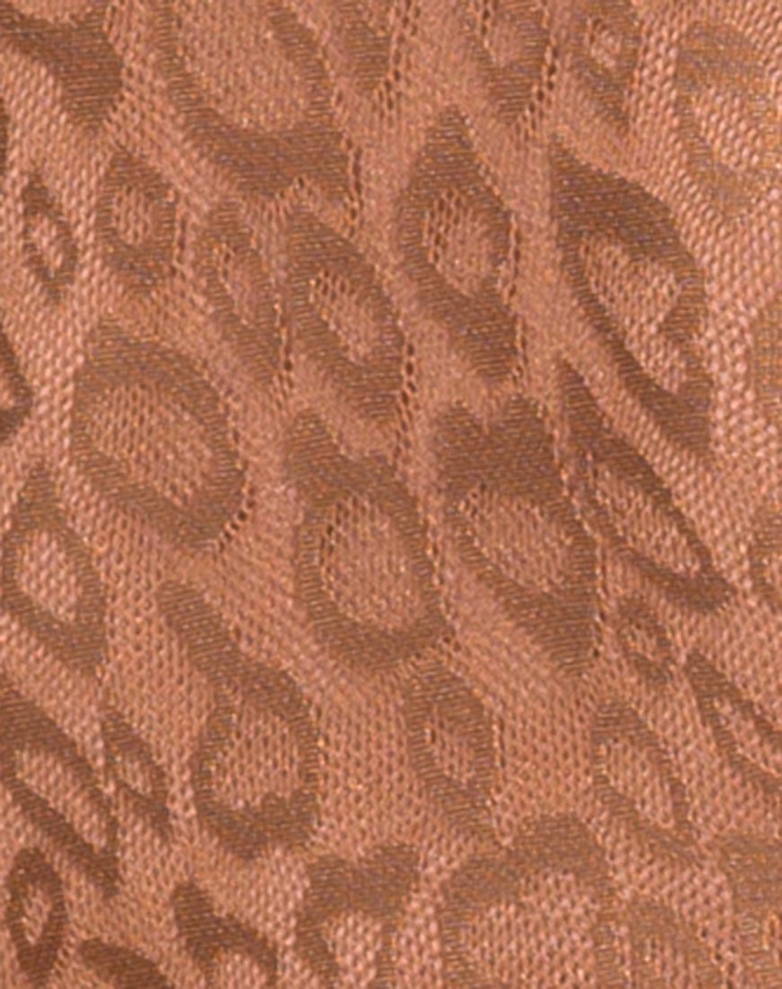 Afbeelding van Acro Unitard in Luipaardglans Net Caramel